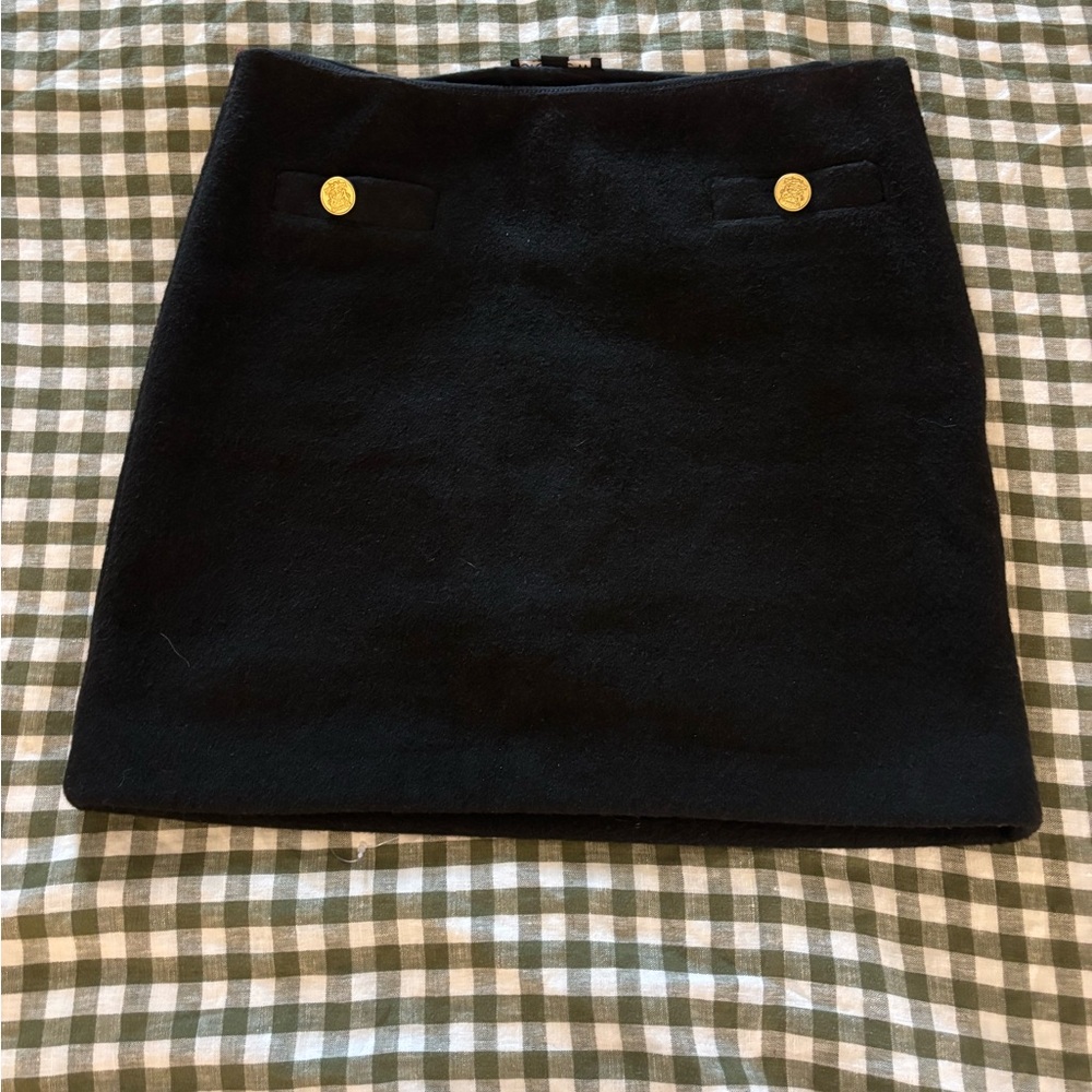 Black Felt J. Crew mini skirt.